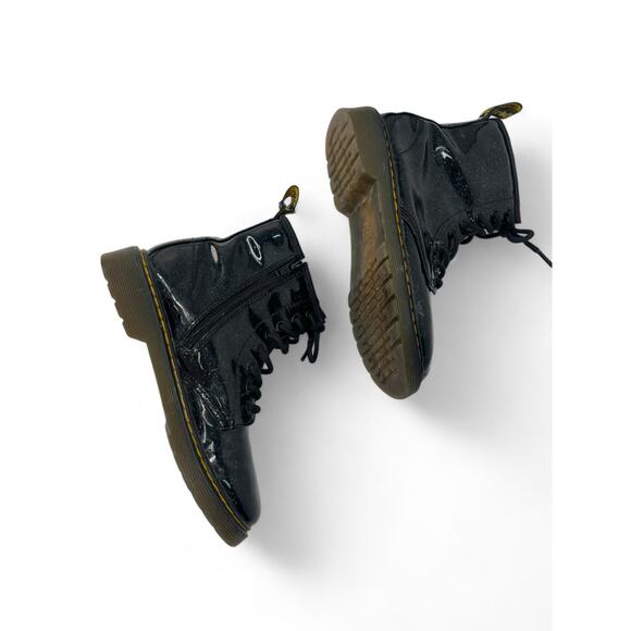 Doc Marten 1460 Black Glitter Lace Up Boots Size 3 Combat Shinny Ankle Boot - Picture 5 of 7